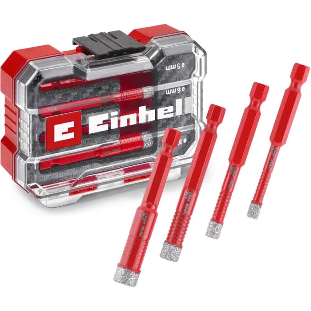 Einhell 4 Piece Diamond Tipped Tile Drill Bit Set in XS Case - Image 1