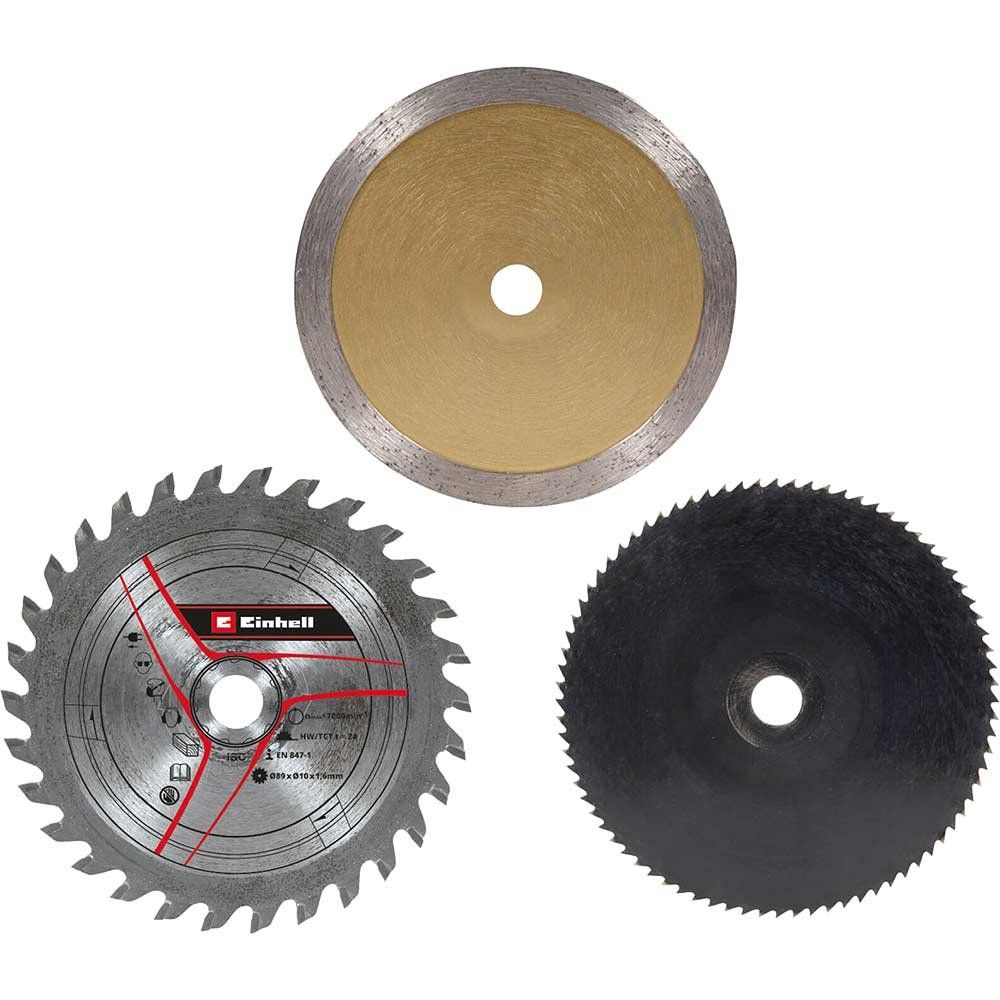 Einhell 3 Piece Mini Circular Saw Blade Set 89mm - Image 1