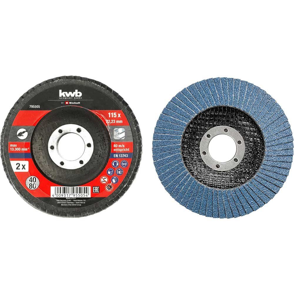 Einhell 2 Piece Abrasive Flap Disc Set 115mm Assorted Pack of 2 - Image 1