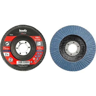Einhell 2 Piece Abrasive Flap Disc Set 115mm Assorted Pack of 2