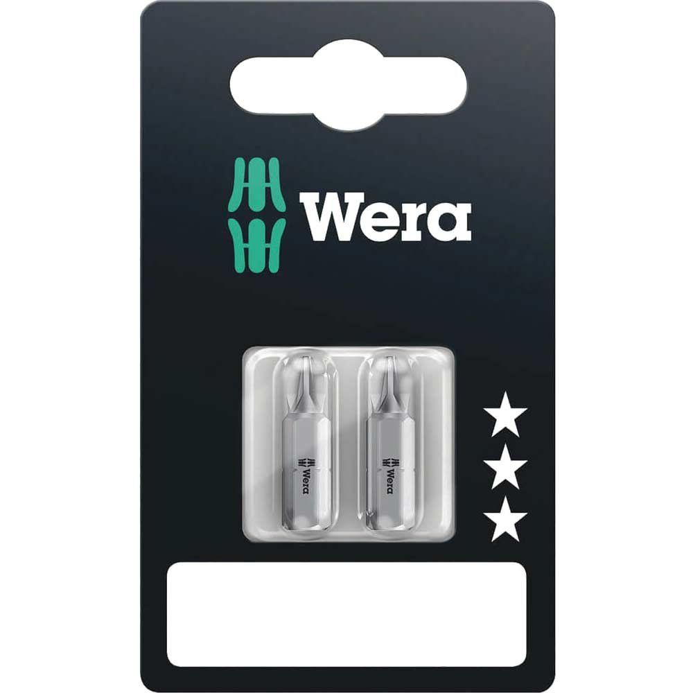 Wera 855/1Z SB Extra Tough Screwdriver Bits PZ2 25mm Pack of 2 - Image 1