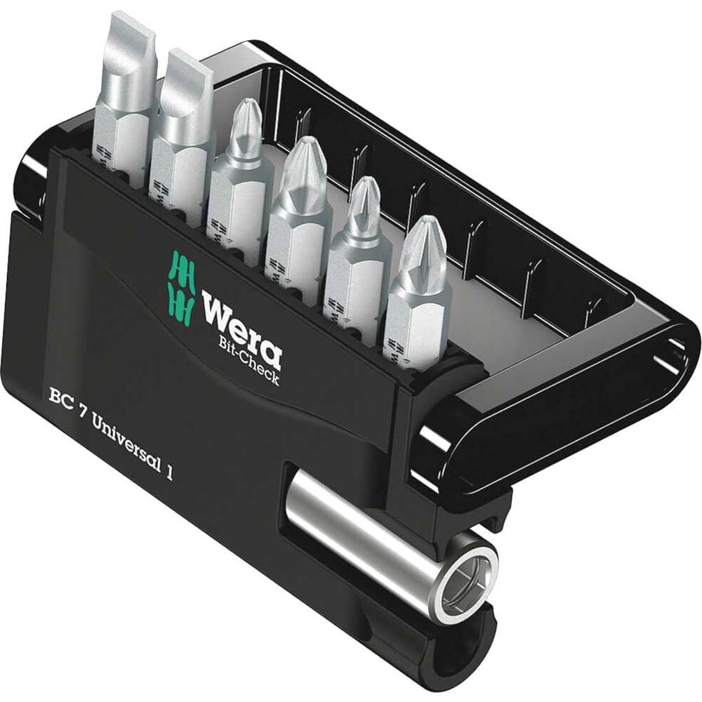 Wera 7 Piece Mini-Check Slotted Phillips and Pozi Screwdriver Bit Set - Image 1