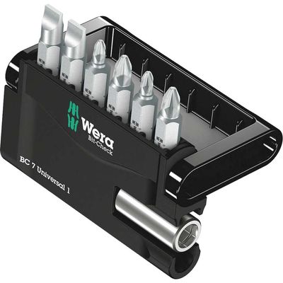 Wera 7 Piece Mini-Check Slotted Phillips and Pozi Screwdriver Bit Set