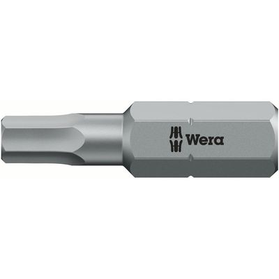 Wera 840/1 ZBO Hex Pinned Security Bit Extra Tough 4mm 25mm Pack of 1