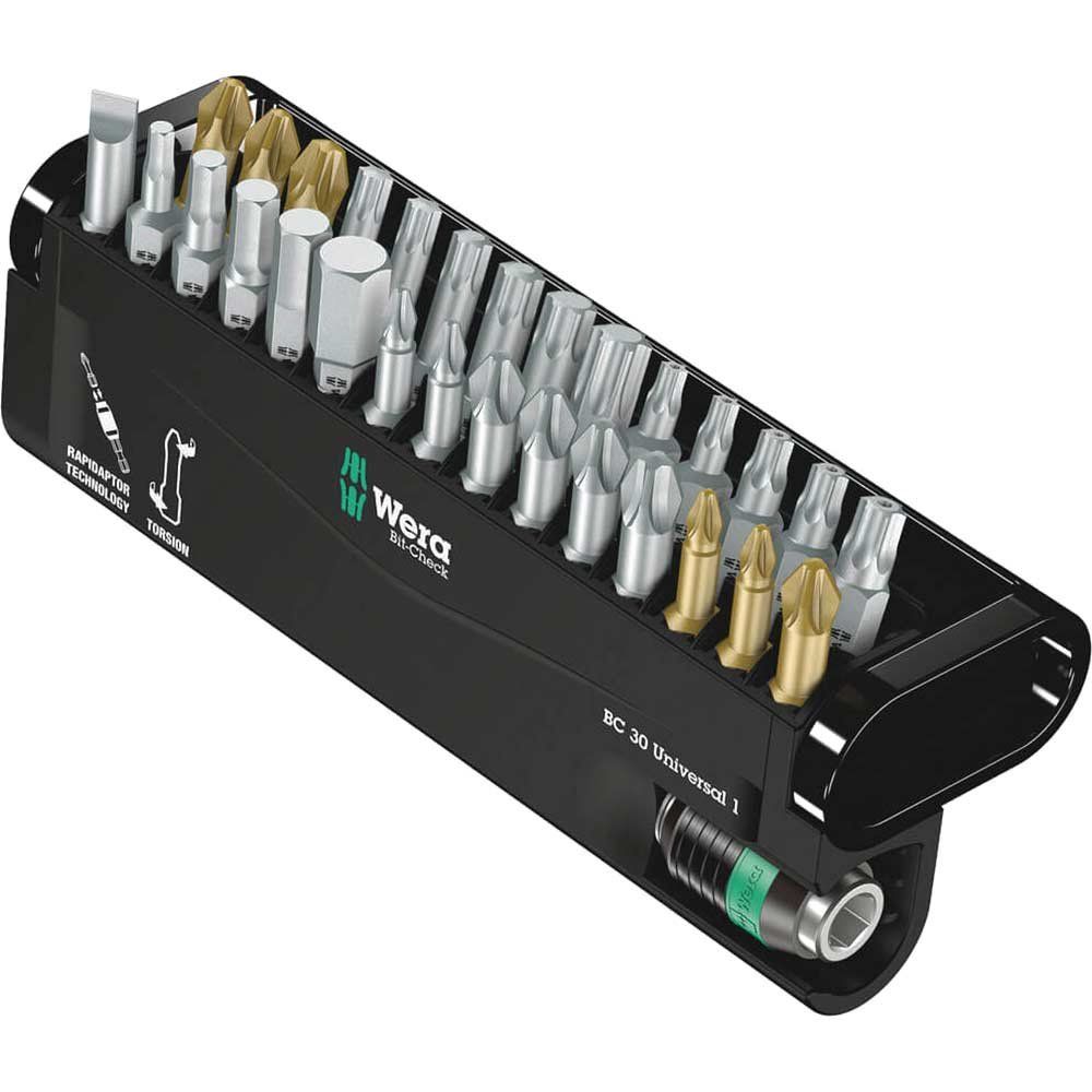 Wera 30 Piece Universal Bit-Check Screwdriver Bit and Holder Set - Image 1