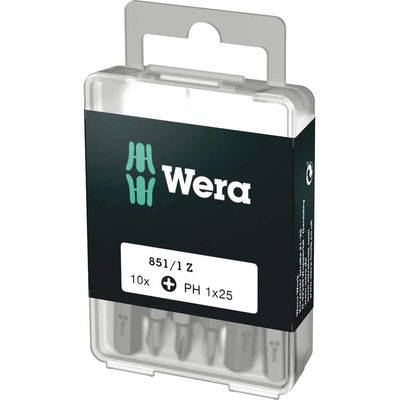 Wera 851/1Z SB Tough DIY Phillips Screwdriver Bits PH1 25mm Pack of 10