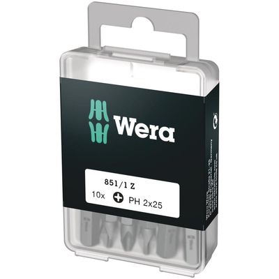 Wera 851/1Z PH SB Tough DIY Phillips Screwdriver Bits PH2 25mm Pack of 10