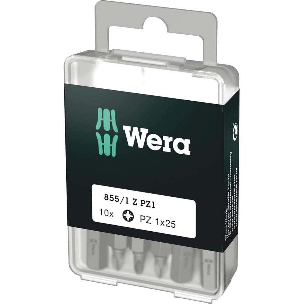 Wera 855/1Z SB Extra Tough Pozi Screwdriver Bits PZ1 25mm Pack of 10 - Image 1