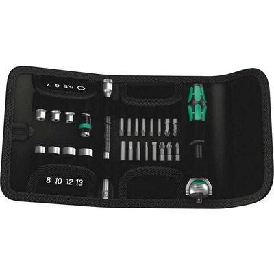 Wera 26 Piece Kraftform Kompakt Zyklop 1/4" Drive Socket and Bit Set Metric 1/4"