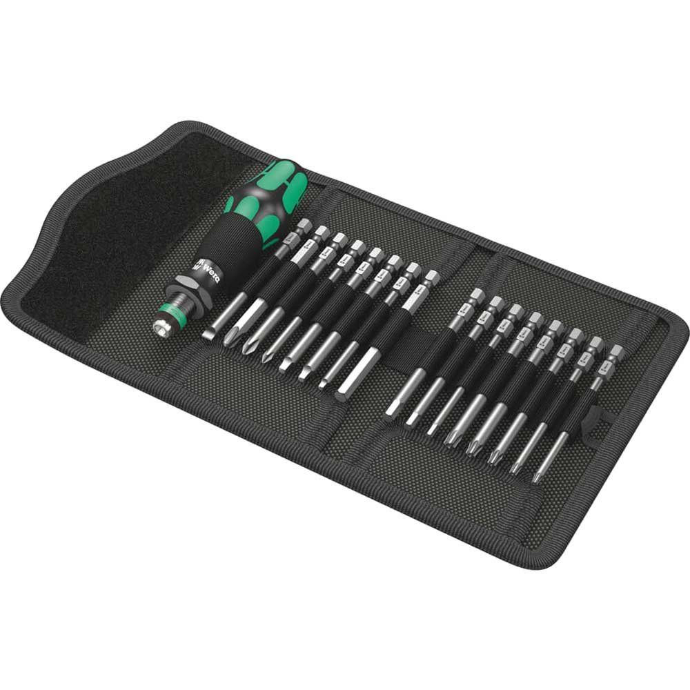 Wera 17 Piece Kraftform Kompakt 60 Screwdriver Bit Set Imperial - Image 1
