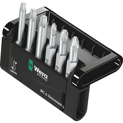 Wera 6 Piece Mini-Check Phillips, Pozi and Torx Screwdriver Bit Set