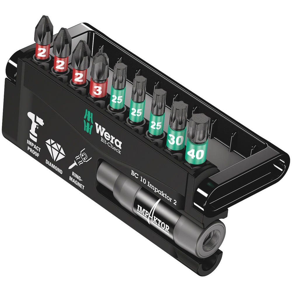 Wera 10 Piece Impaktor Phillips and Torx Screwdriver Bit and Holder Set - Image 1