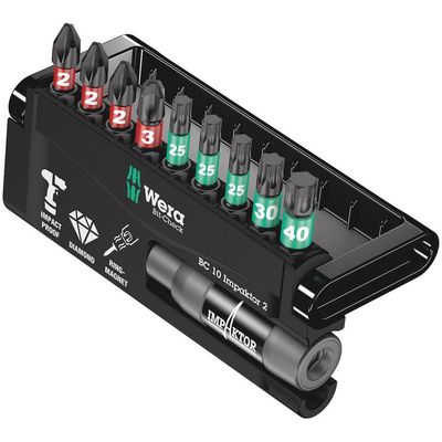 Wera 10 Piece Impaktor Phillips and Torx Screwdriver Bit and Holder Set