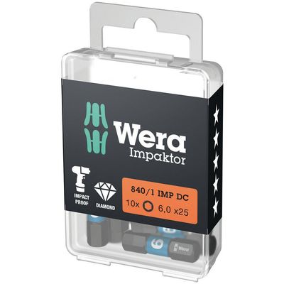 Wera 840/1 Impaktor Hexagon Screwdriver Bits 4mm 25mm Pack of 10