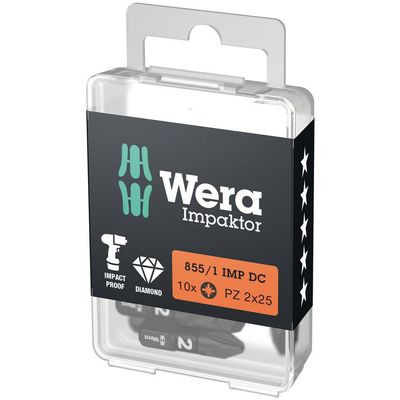 Wera 855/1 PZ Impaktor Pozi Screwdriver Bits PZ3 25mm Pack of 10