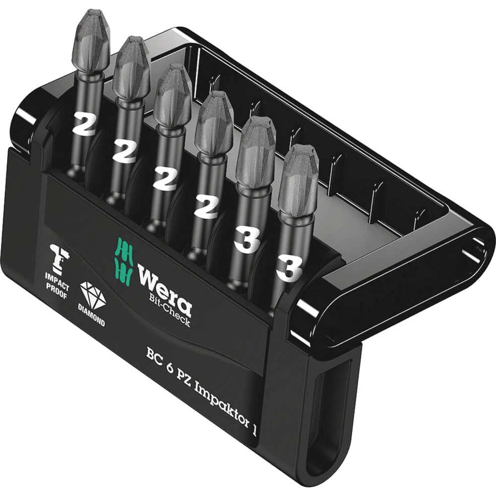Wera 6 Piece Impaktor Mini Check Pozi Bit Set - Image 1