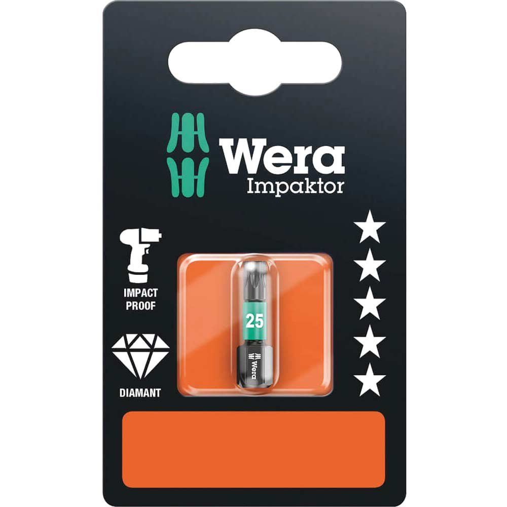Wera 867/1 Impaktor Torx Screwdriver Bits T25 25mm Pack of 1 - Image 1