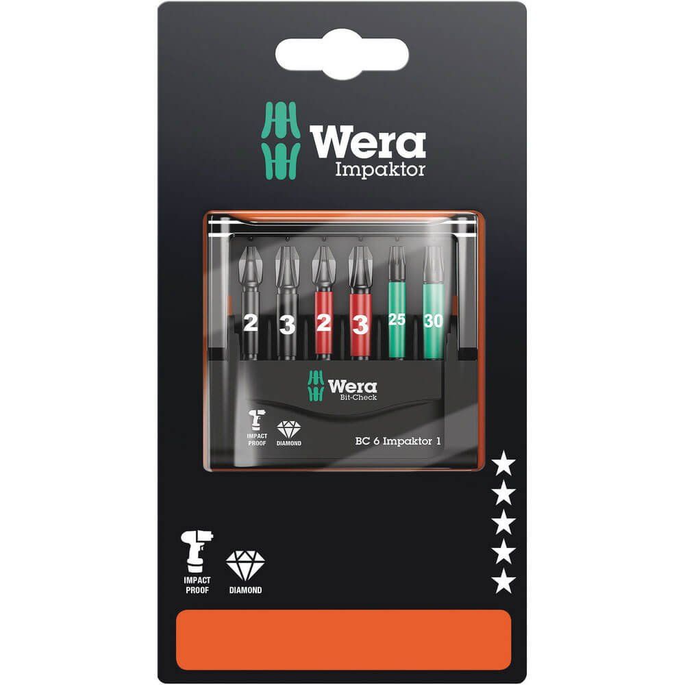 Wera 6 Piece Impaktor Screwdriver Bit Set - Image 1