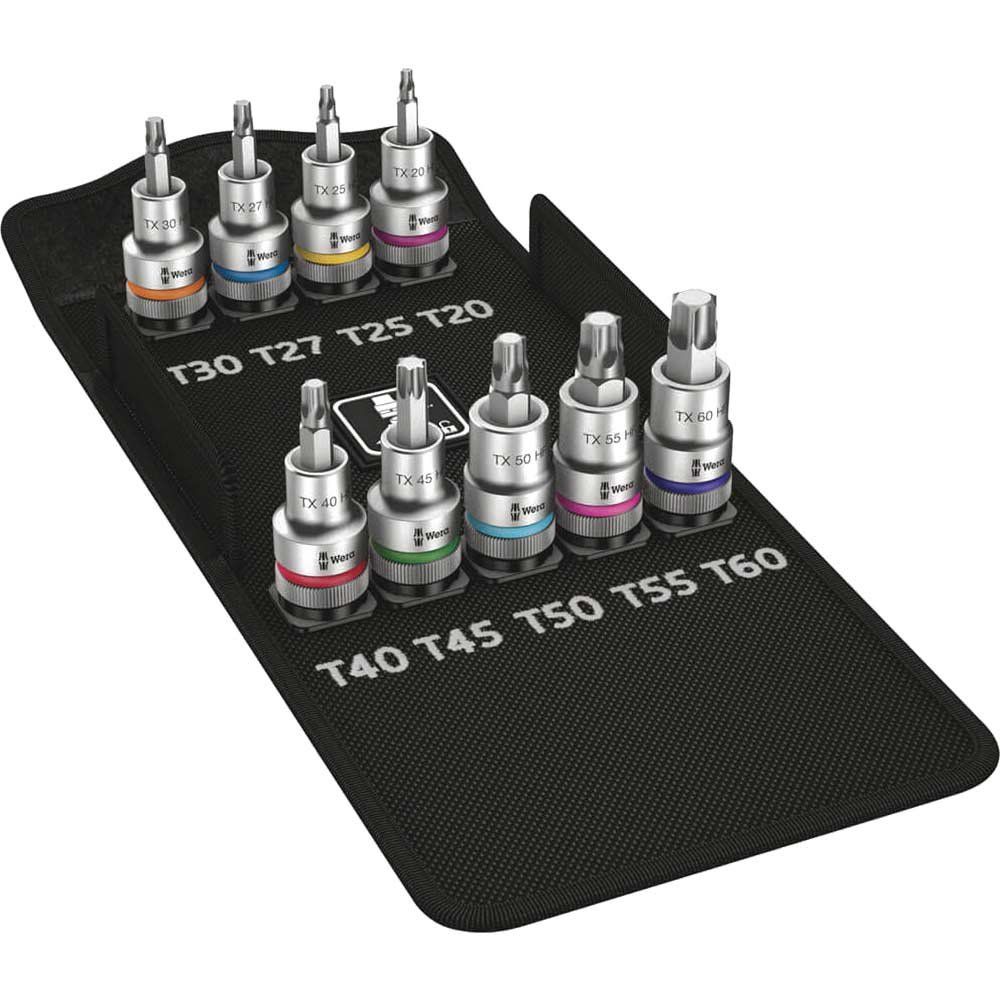 Wera 8767 C Zyklop Torx HF 9 Piece Socket Set 1/2" Drive x 60mm Torx Bits with Fastener Holding Function - Image 1
