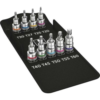Wera 8767 C Zyklop Torx HF 9 Piece Socket Set 1/2" Drive x 60mm Torx Bits with Fastener Holding Function