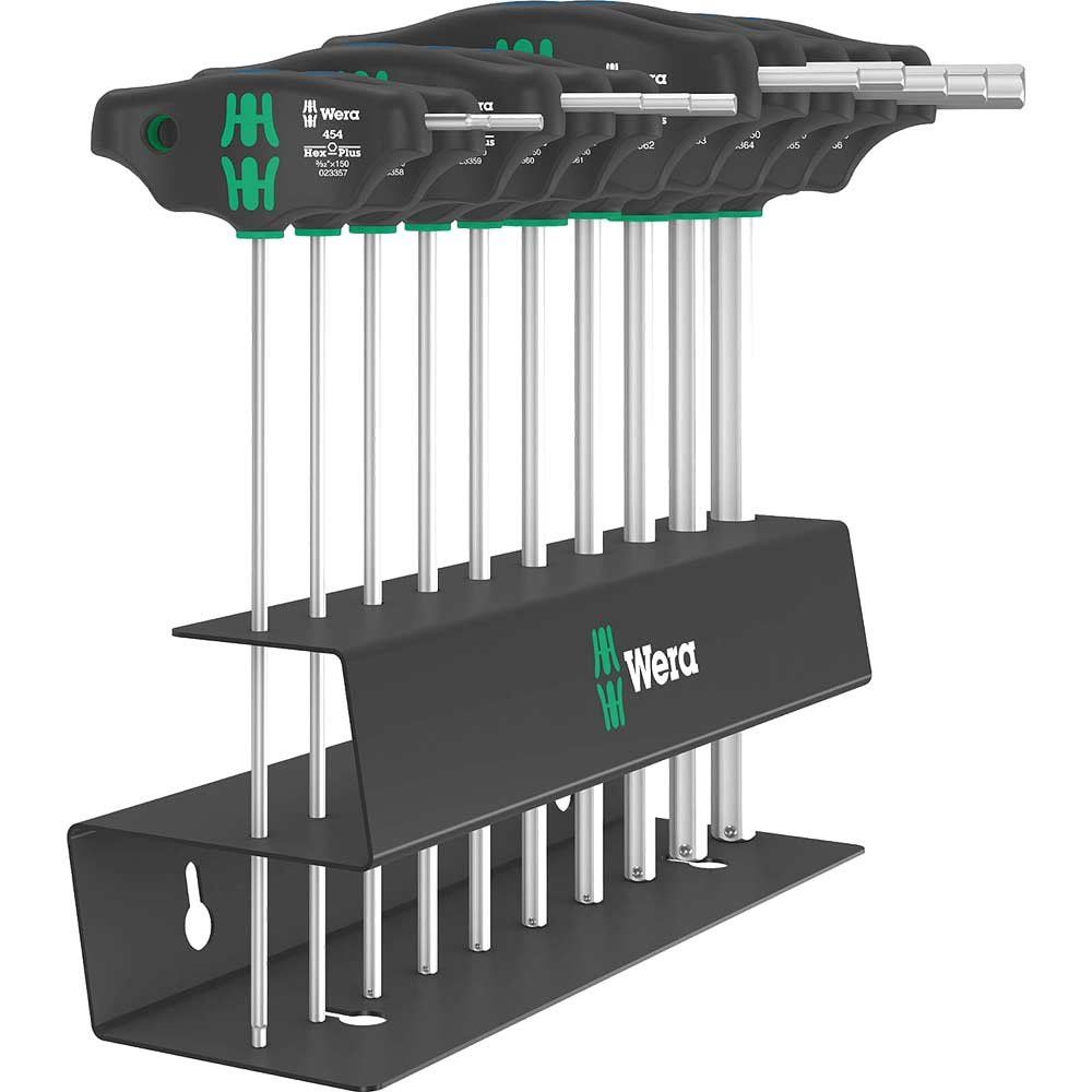 Wera 10 Piece 454/10 HF Set Imperial 2 Hex-Plus T-Handle Set and Rack - Image 1