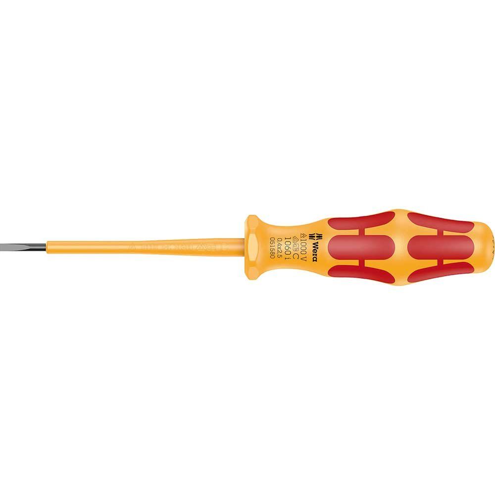 Wera 1060I Kraftform VDE Insulated Slotted Screwdriver 2.5mm 80mm - Image 1
