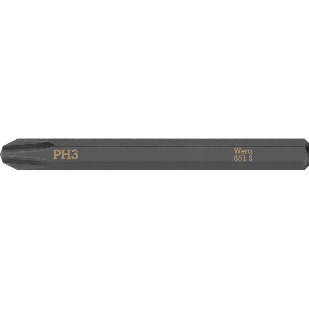Wera 851 S Phillips Screwdriver Bit for Hand Impact Drivers PH3 70mm Pack of 1 - Image 1