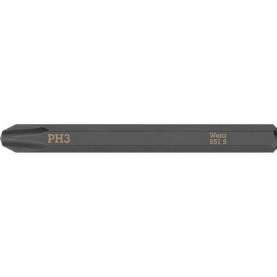 Wera 851 S Phillips Screwdriver Bit for Hand Impact Drivers PH3 70mm Pack of 1