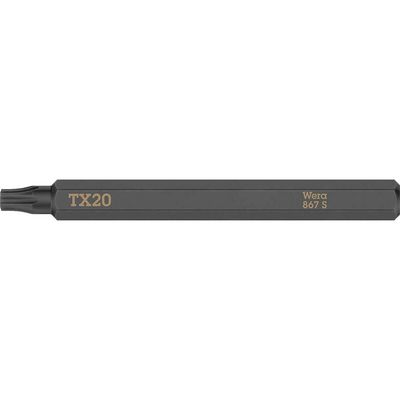 Wera 867 S Torx Screwdriver Bit for Hand Impact Drivers T20 70mm Pack of 1