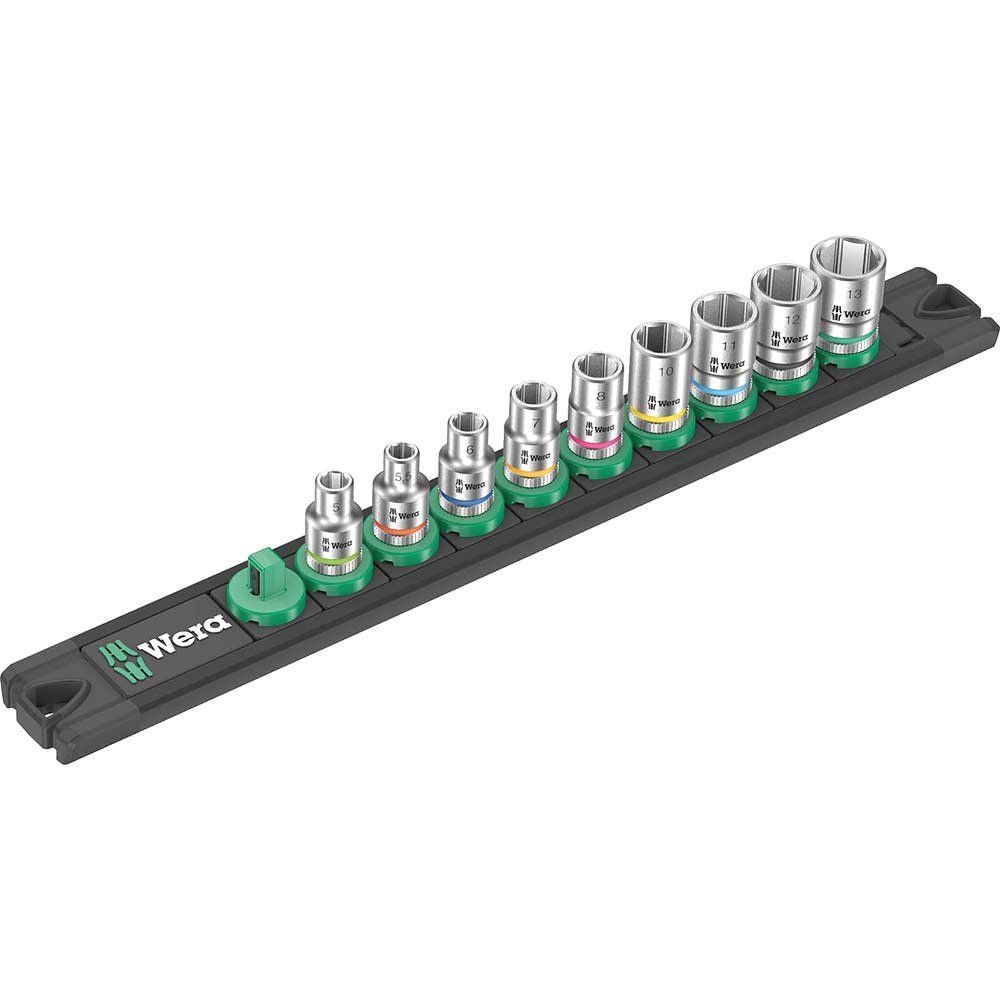 Wera 8790 A4 9 Piece Zyklop Magnetic Socket Rail Set 1/4" - Image 1