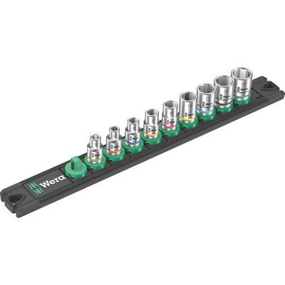 Wera 8790 A4 9 Piece Zyklop Magnetic Socket Rail Set 1/4"