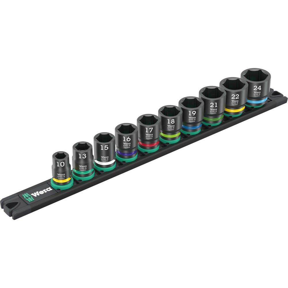 Wera Zyklop 10 Piece 3/8" Drive Hexagon Impaktor Socket Set on Magnetic Rail - Image 1
