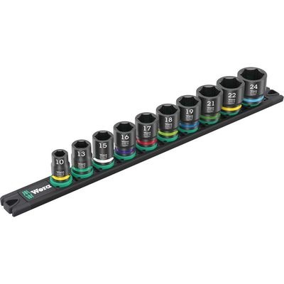 Wera Zyklop 10 Piece 3/8" Drive Hexagon Impaktor Socket Set on Magnetic Rail