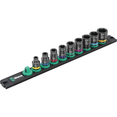 Wera Zyklop 9 Piece 3/8" Drive Hexagon Impaktor Socket Set Imperial