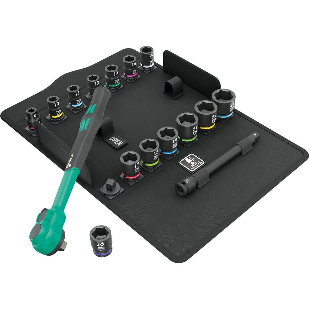 Wera 8100 SB 12 Zyklop Comfort 16 Piece 3/8" Drive Hexagon Impact Socket Set - Image 1