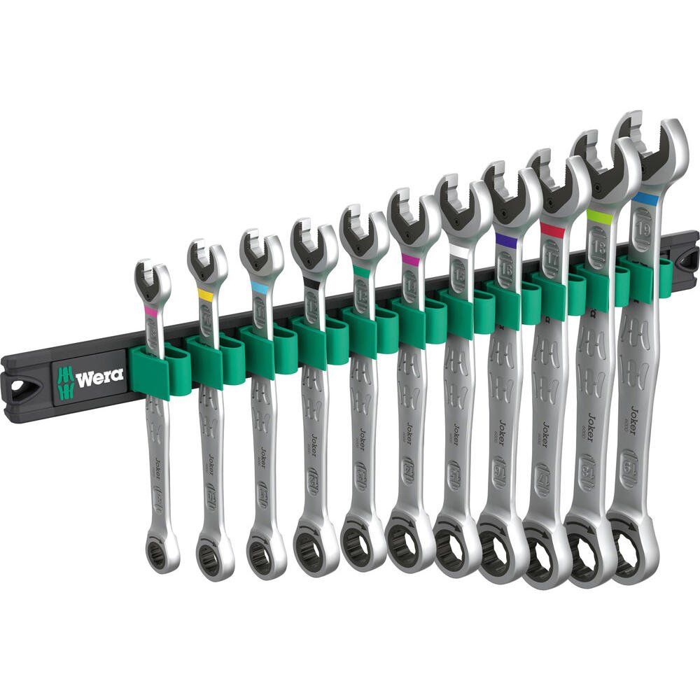 Wera 6000 Joker 11 Piece Ratchet Combination Spanner Set on Magnetic Rail - Image 1