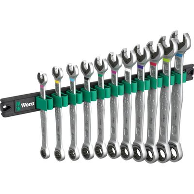 Wera 6000 Joker 11 Piece Ratchet Combination Spanner Set on Magnetic Rail