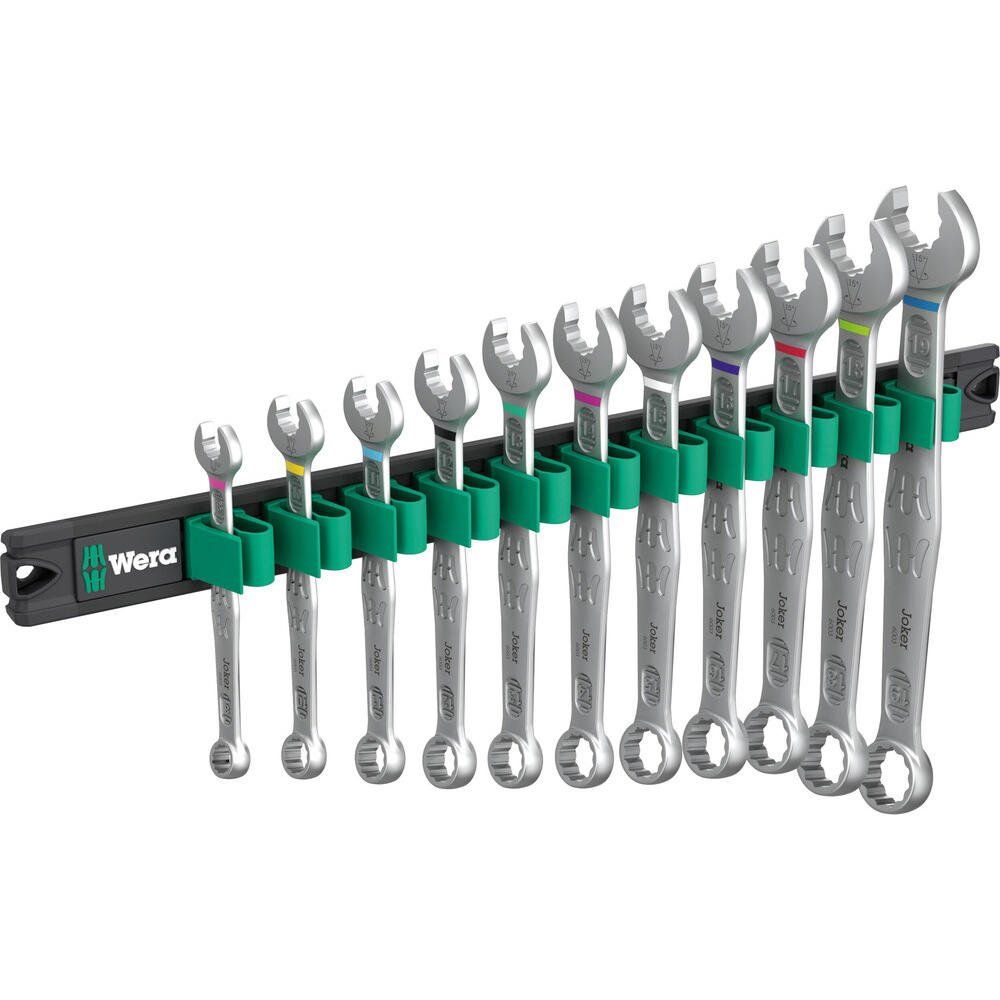 Wera 6003 Joker 11 Piece Ring Spanner Set on Magnetic Rail - Image 1