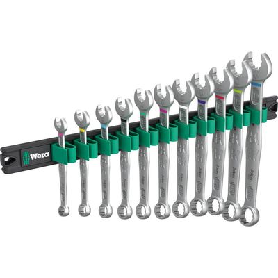 Wera 6003 Joker 11 Piece Ring Spanner Set on Magnetic Rail