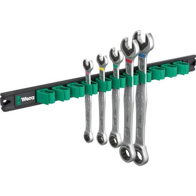 Wera 6000 Joker 2 5 Piece Ratchet Combination Spanner Set on Magnetic Rail