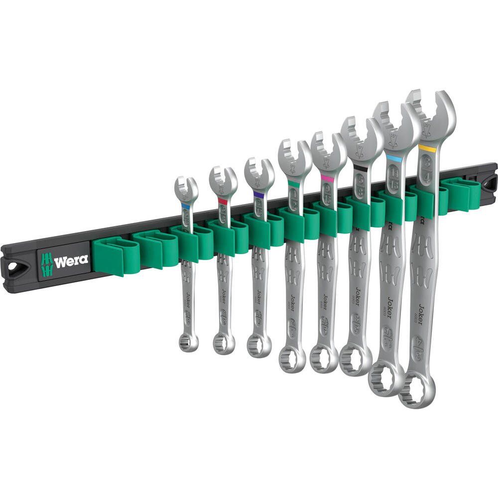 Wera 6003 Joker 1 8 Piece Ring Spanner Set on Magnetic Rail - Image 1
