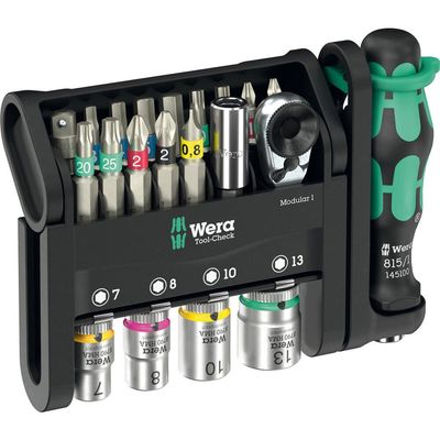 Wera Tool Check 21 Piece Modular Screwdriver and 1/4" Drive Hexagon Socket Set