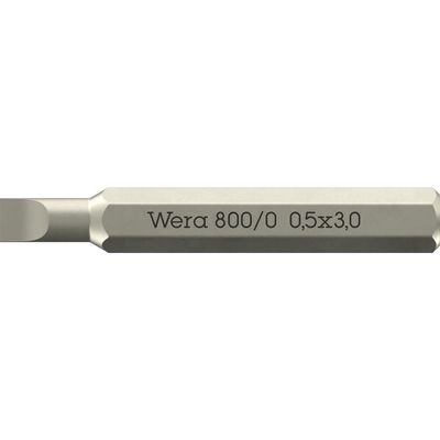 Wera 800/0 4mm Hex Drive Slotted Micro Screwdriver Bits