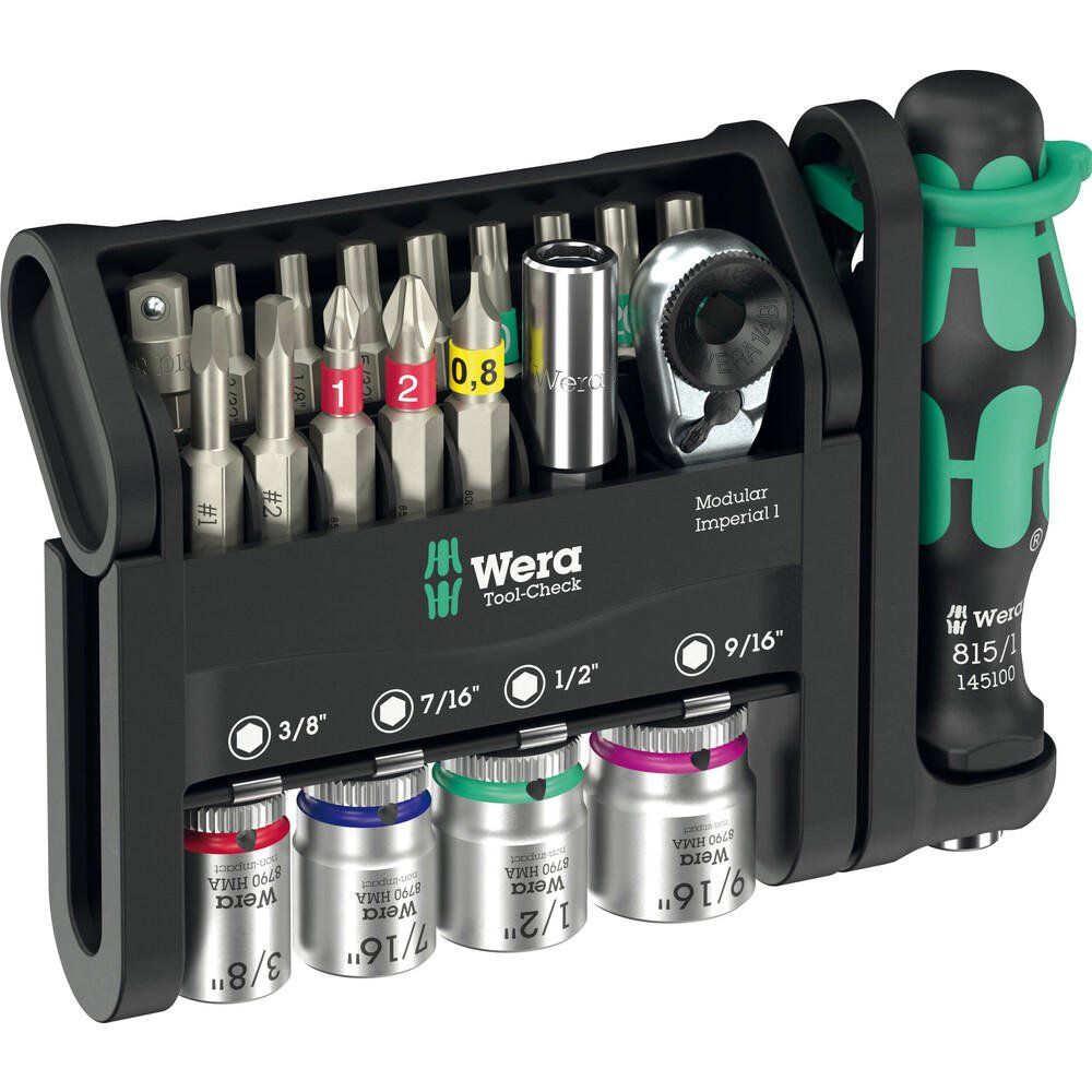 Wera Tool Check 21 Piece Modular Screwdriver and 1/4" Drive Socket Set Imperial - Image 1