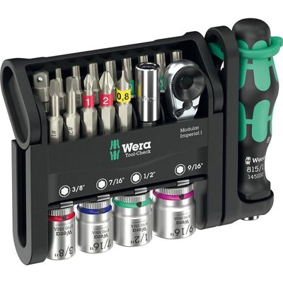 Wera Tool Check 21 Piece Modular Screwdriver and 1/4" Drive Socket Set Imperial