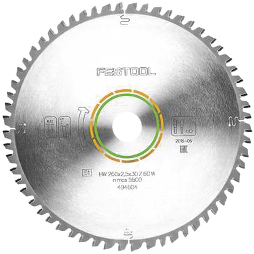Festool 494604 KS120 60 Tooth 2.5mm Universal Saw Blade 260/30mm Diameter - Image 1