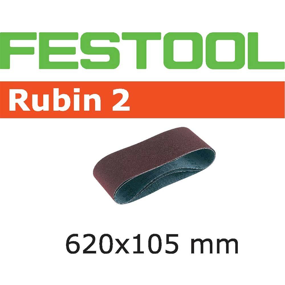 Festool 105mm x 620mm Rubin 2 Abrasive Sanding Belt 105mm x 620mm 120g Pack of 10 - Image 1