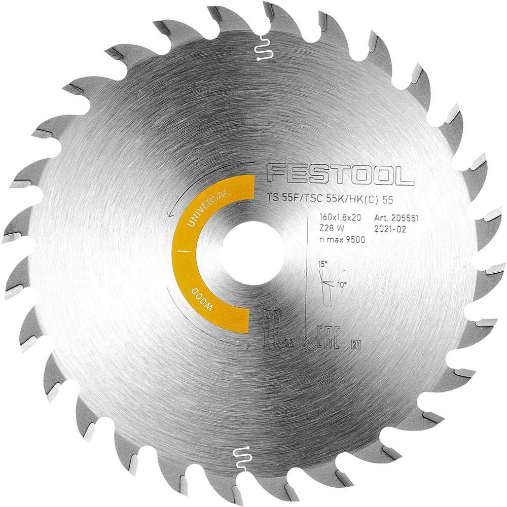 Festool TS55 F Wood Cutting Universal Circular Saw Blade 160mm 160mm 28T 20mm - Image 1