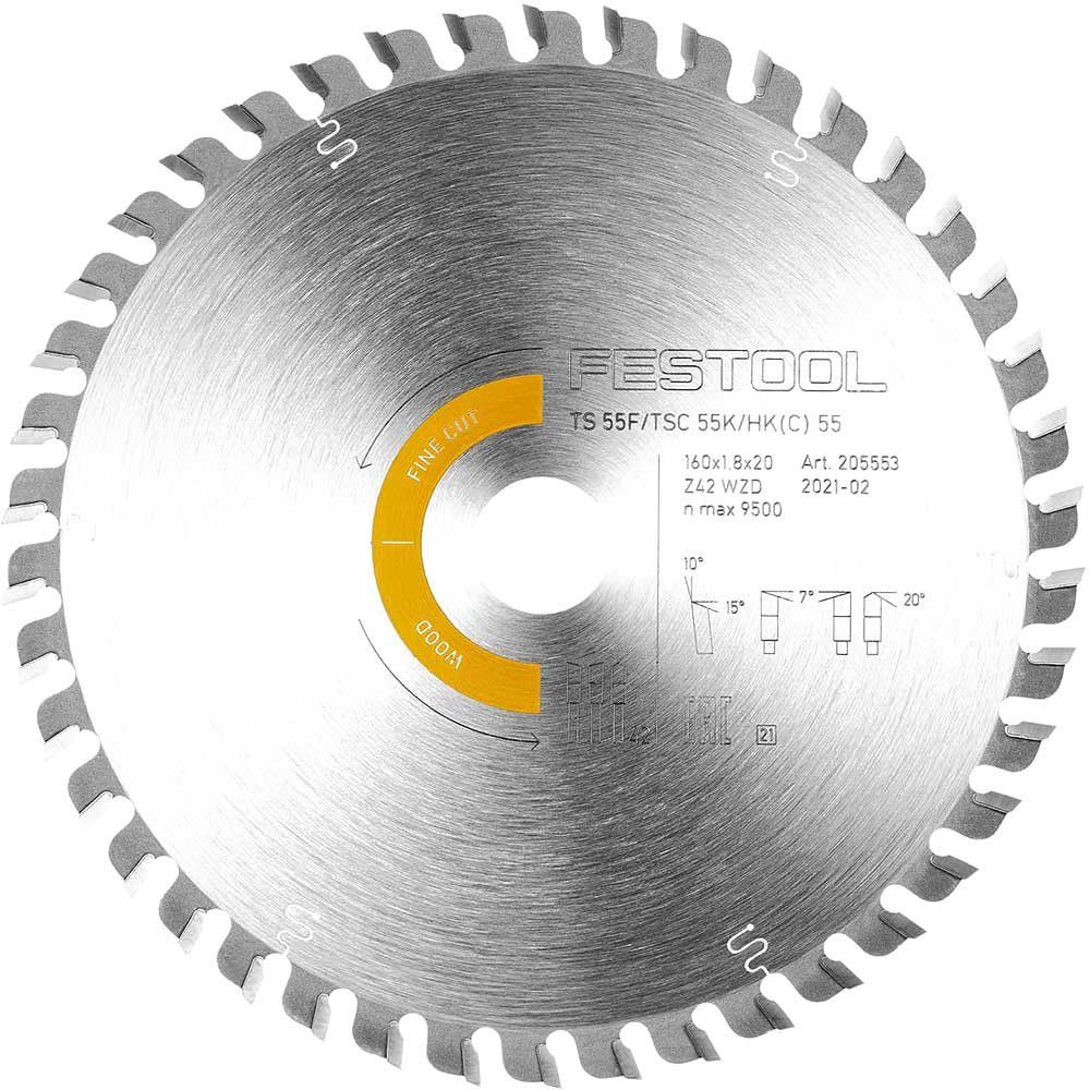 Festool TS55 F Fine Cutting Wood Circular Saw Blade 160mm 160mm 42T 20mm - Image 1