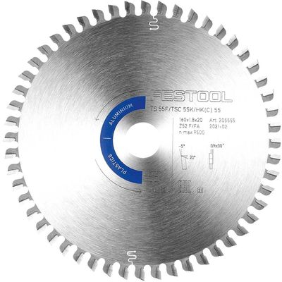 Festool TS55 F Aluminium Plastics Circular Saw Blade 160mm 160mm 52T 20mm